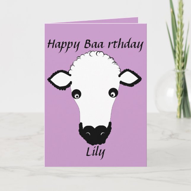 Funny Sheep Birthday, baa rthday, add name front Card (Front)