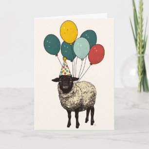 Funny Sheep Birthday Card – Cute Lamb with Balloon