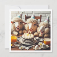 Funny sheep birthday invitation, party animals