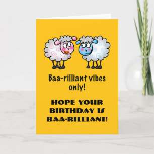 Funny Sheep Birthday Pun card – Baa-rilliant