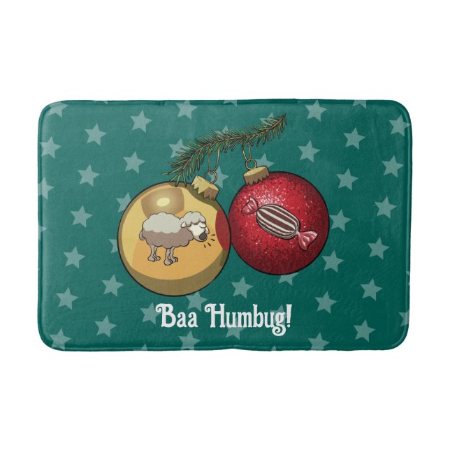 Funny Sheep Christmas Candy Baa Humbug Cartoon Bath Mat (Front)