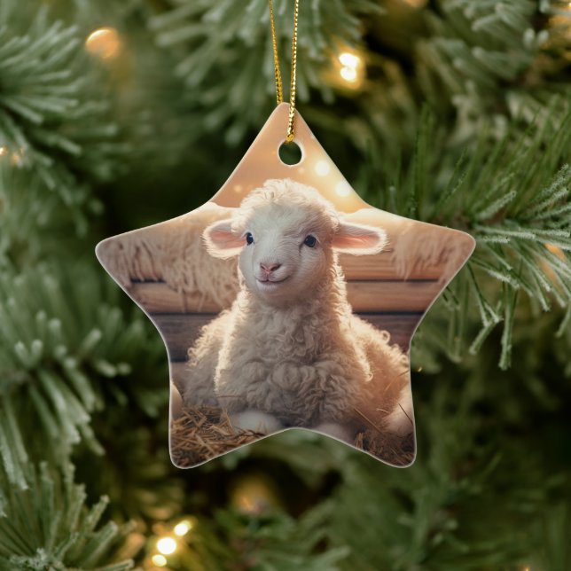 Funny sheep christmas, Gift for farm lovers Ceramic Ornament (Tree)