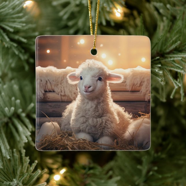 Funny sheep christmas, Gift for farm lovers Ceramic Ornament (Tree)