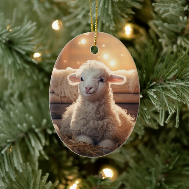 Funny sheep christmas, Gift for farm lovers Ceramic Ornament (Tree)