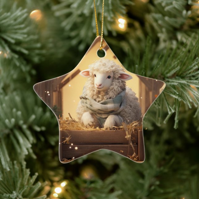 Funny sheep christmas, Gift for farm lovers Ceramic Ornament (Tree)