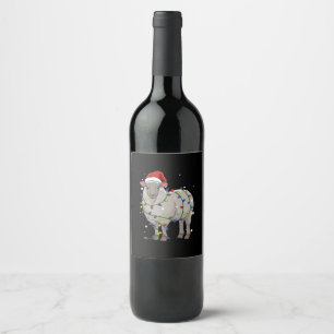 Funny Sheep Christmas Santa Claus Gift Wine Label
