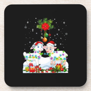 Funny Sheep Christmas Tree Xmas Animal Gift Coaster