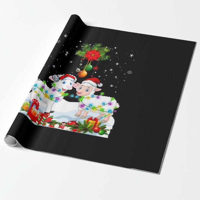 Funny Sheep Christmas Tree | Xmas Animal Gift Wrapping Paper (Unrolled)