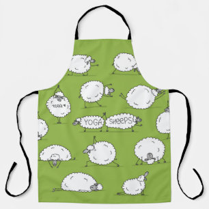 Funny sheep doing yoga, sketch apron