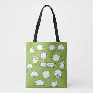 Funny sheep doing yoga, sketch tote bag