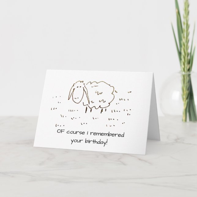 Funny Sheep Ewe Cartoon Birthday Card (Front)