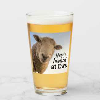Funny Sheep Here's Lookin At Ewe Photo Glass