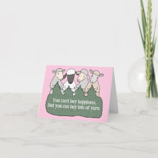 Funny Sheep knitting Yarn Cute Knitter Birthday Card