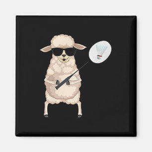 Funny Sheep Lamb Wearing Sungles Playing Badminton Magnet