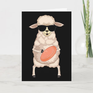 Funny Sheep Lamb Wearing Sungles Playing Disc Golf Card