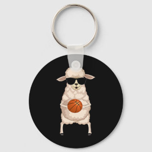 Funny Sheep Lamb Wearing Sungles Playing Sketll  Key Ring