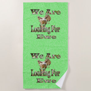 Funny Sheep Looking For Ewe, Beach Towel