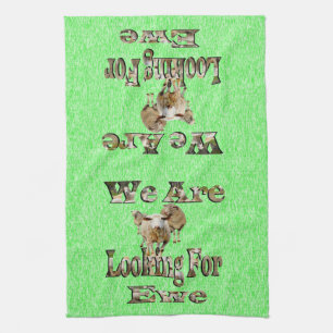 Funny Sheep Looking For Ewe, Tea Towel