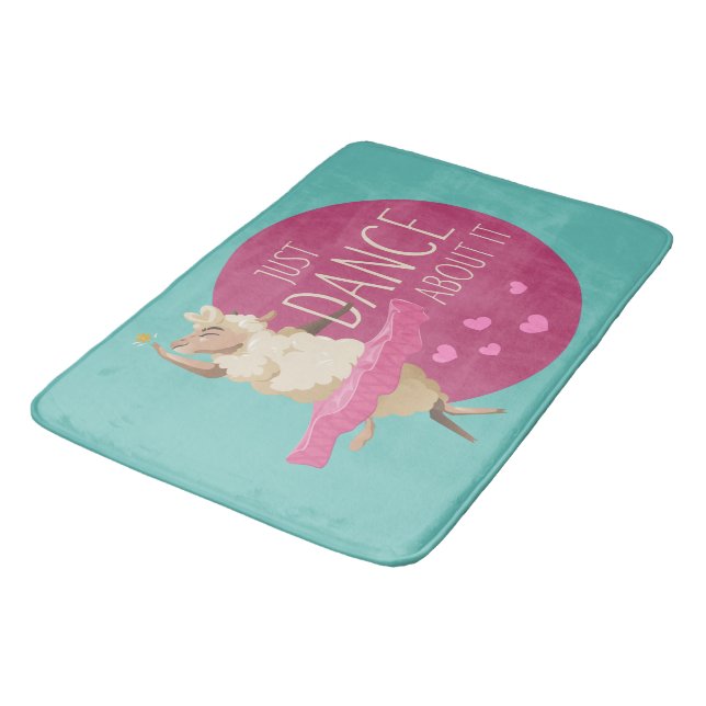 Funny Sheep Message - Just Dance About It 1 Bath Mat (Angled)