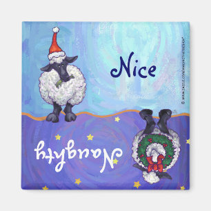 Funny Sheep Naughty Nice Holiday Magnet