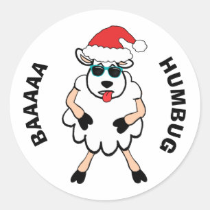 Funny Sheep Santa Baa Humbug Christmas Classic Round Sticker