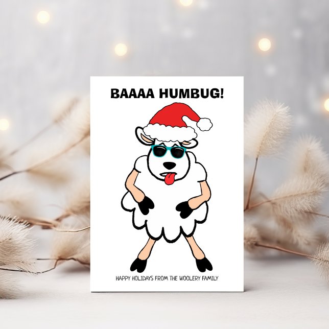 Funny Sheep Scrooge Baa Humbug Christmas Holiday Card (Creator Uploaded)