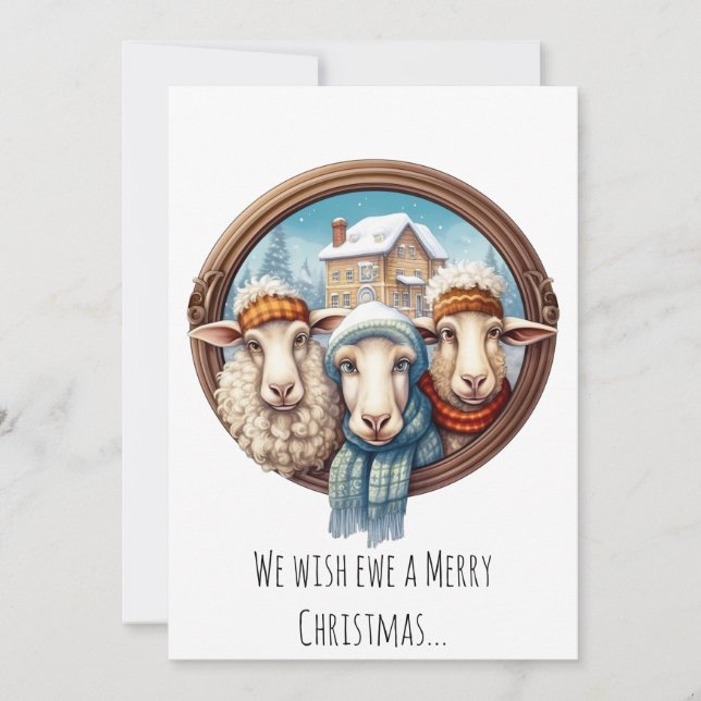 Funny Sheep Trio  Holiday Card (Front)