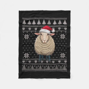Funny Sheep Ugly Christmas Sweater Santa Xmas Pjs Fleece Blanket