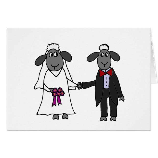 Funny Sheep Wedding Cartoon (Front Horizontal)