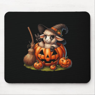 Funny Sheep Witch Pumpkin Halloween Mens Womens Ki Mouse Pad