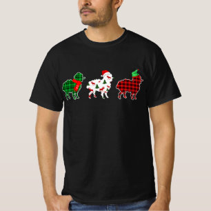 Funny Sheep Xmas Tree Lights Red Plaid Gift T-Shirt