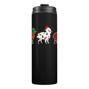 Funny Sheep Xmas Tree Lights Red Plaid Gift Thermal Tumbler