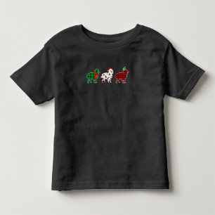 Funny Sheep Xmas Tree Lights Red Plaid Gift Toddler T-Shirt