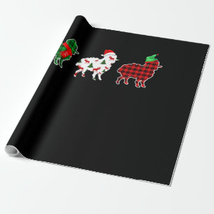 Funny Sheep Xmas Tree Lights   Red Plaid Gift Wrapping Paper