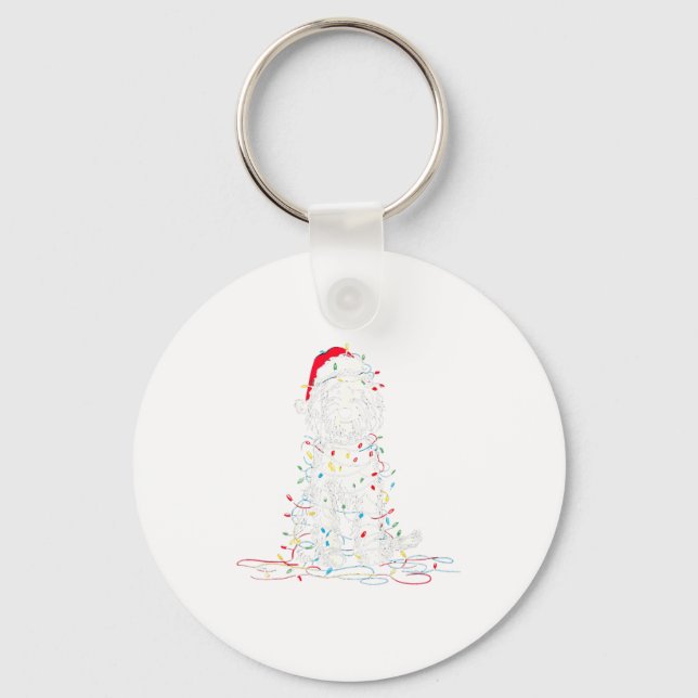 Funny Sheepadoodle Christmas Graphics Dog Lights L Key Ring (Front)