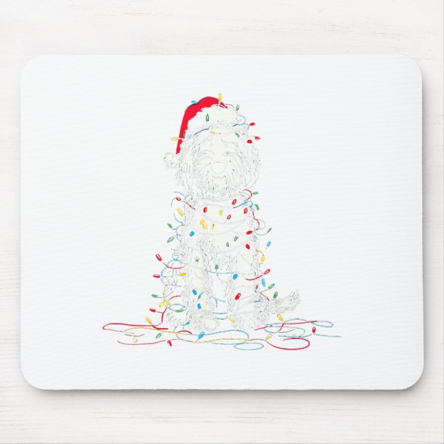 Funny Sheepadoodle Christmas Graphics Dog Lights L Mouse Pad (Front)