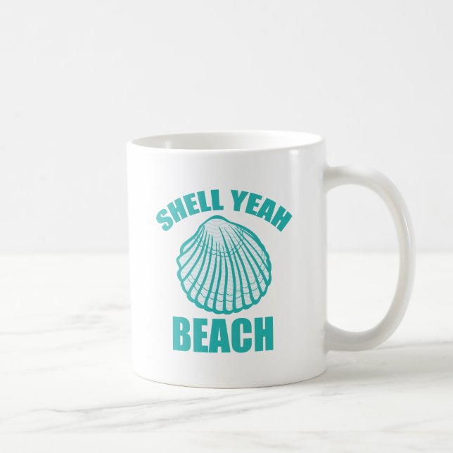 Funny Shell Yeah Beach Pun Coffee Mug (Right)