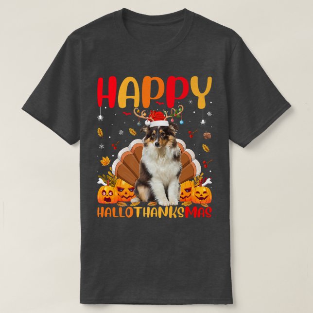 Funny Sheltie Dog Lover Happy Sheltie HelloThanksM T-Shirt (Design Front)