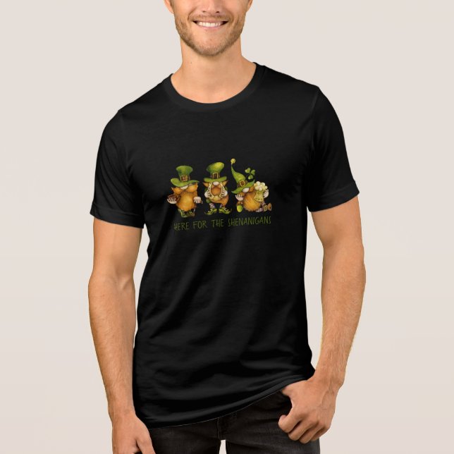 Funny Shenanigans Irish Gnomes St Patrick's Day Tri-Blend Shirt (Front)