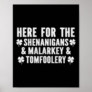 Funny Shenanigans Malarkey And Tomfoolery St Patri Poster