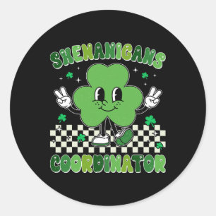 Funny Shenanigans Squad Teacher Retro St Patrick's Classic Round Sticker