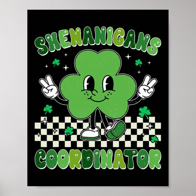 Funny Shenanigans Squad Teacher Retro St Patrick's Poster (Front)