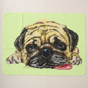 Funny Sherpa Blanket with Pug Dog - Your Colours
