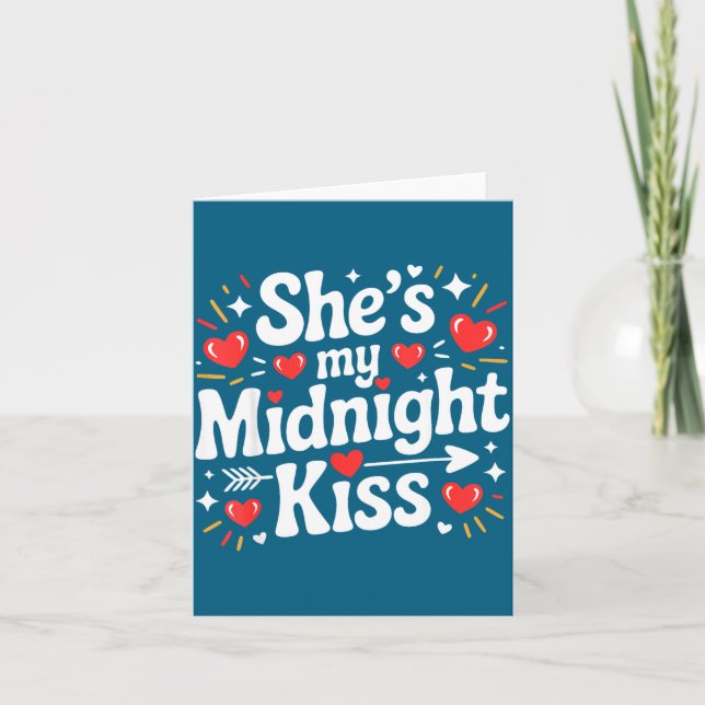 Funny She's My Midnight Kiss Valentine Matching Co Card (Front)