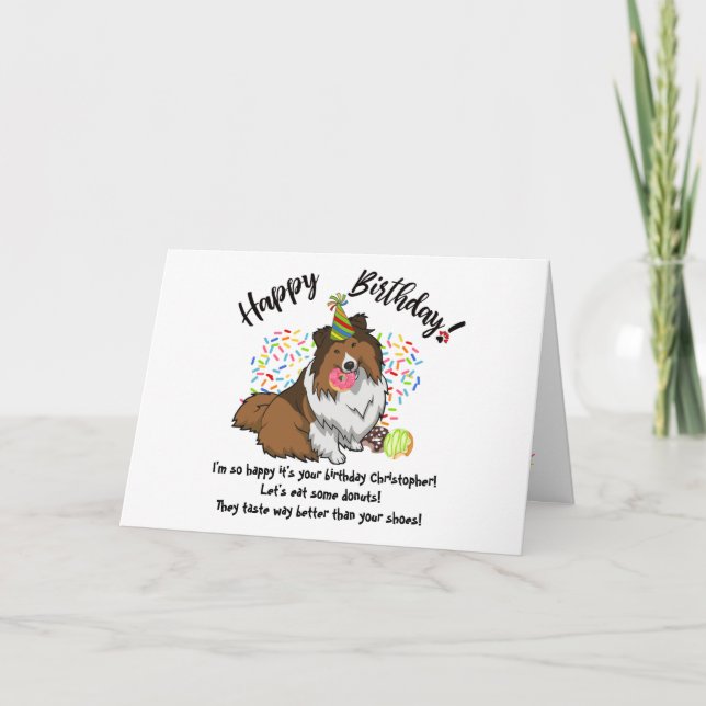 Funny Shetland Sheepdog Pet Dog Birthday Card (Front)