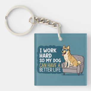 Funny Shiba Inu Dog Quote Couch Illustration Key Ring