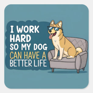 Funny Shiba Inu Dog Quote Couch Illustration Square Sticker