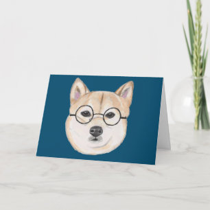 Funny Shiba Inu Dog with Oversized Glasses Card