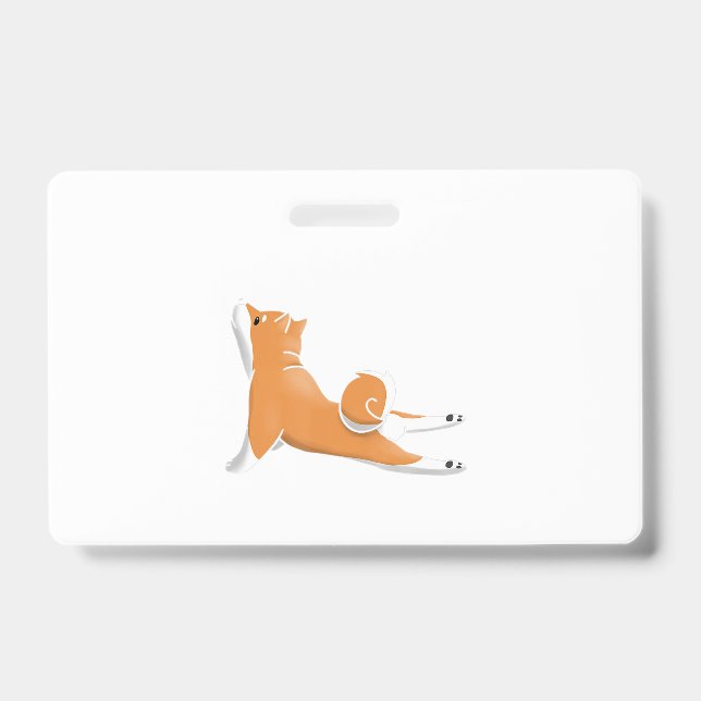 funny shiba inu dog yoga pose birthday gift ID badge (Front)