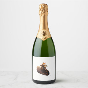 Funny , Shiba Inu, Motorcycle, Dog, Puppet, Men's, Sparkling Wine Label